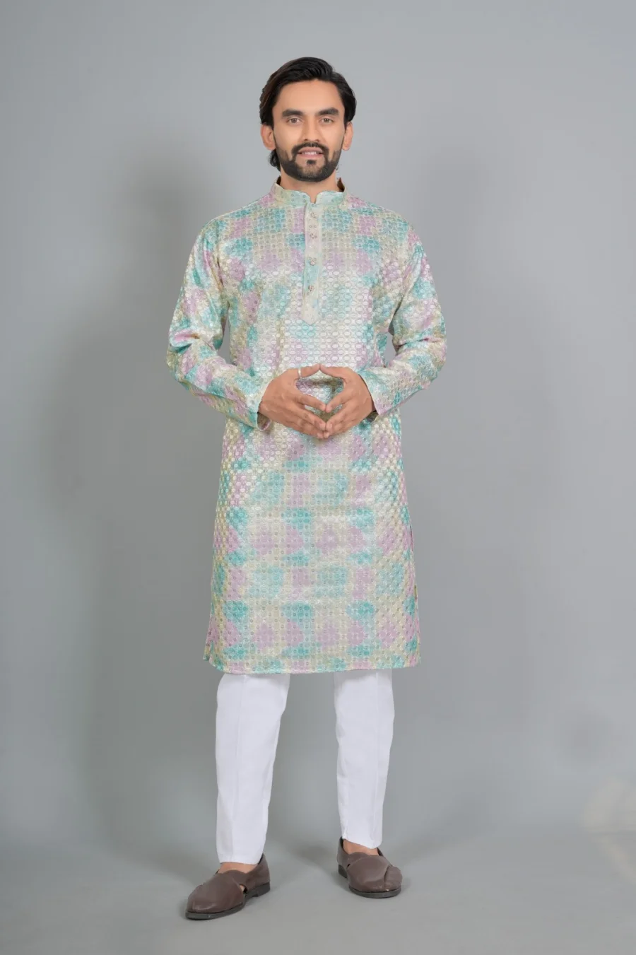 RICH LOOK RAYON DIGITAL PRINT WORK MEN'S KURTA PAYJAMA FESTIVE WEAR WHOLESALE PRICE ETHNIC GARMENT (4)