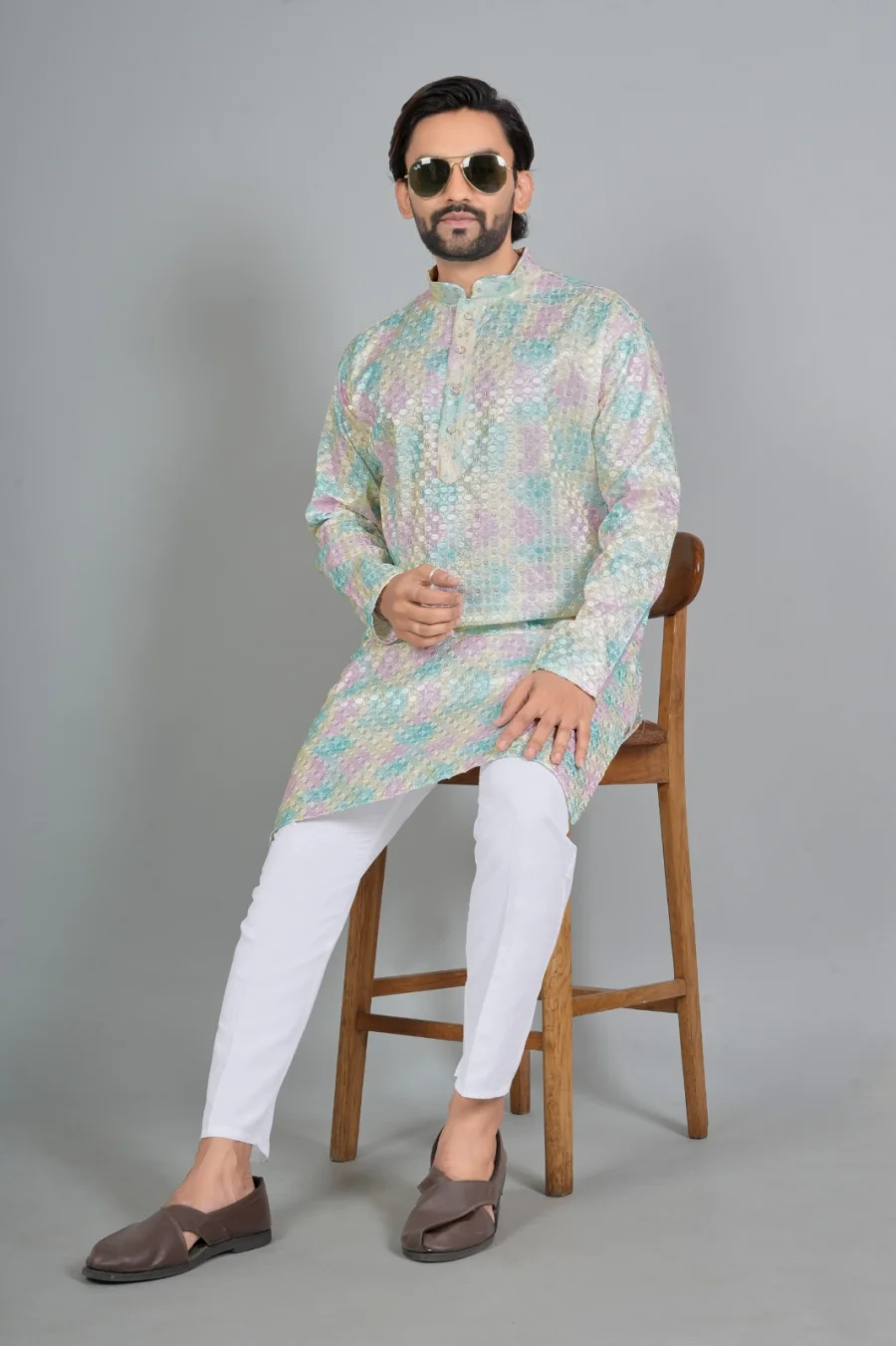 RICH LOOK RAYON DIGITAL PRINT WORK MEN'S KURTA PAYJAMA FESTIVE WEAR WHOLESALE PRICE ETHNIC GARMENT (5)