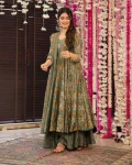 RICH LOOK RAYON SLUB PRINTED WORK GOWN BOTTOM WITH DUPATTA FESTIVE WEAR WHOLESALE PRICE ETHNIC GARMENT (2)