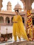 RICH LOOK ROMAN SILK EMBROIDERY WITH SEQUENCE WORK TOP BOTTOM WITH DUPATTA FESTIVE WEAR WHOLESALE PRICE ETHNIC GARMENT (3)