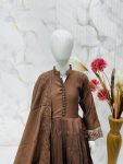 RICH LOOK ROMAN SILK EMBROIDERY WORK GOWN BOTTOM WITH DUPATTA FESTIVE WEAR WHOLESALE PRICE ETHNIC GARMENT (3)