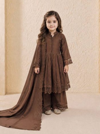 RICH LOOK ROMAN SILK EMBROIDERY WORK GOWN BOTTOM WITH DUPATTA CHIKU