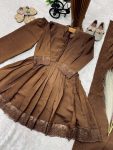 RICH LOOK ROMAN SILK EMBROIDERY WORK GOWN BOTTOM WITH DUPATTA FESTIVE WEAR WHOLESALE PRICE ETHNIC GARMENT (3)