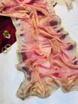RICH LOOK TISSUE SILK TWO TONE SHADED WITH FANCY LACE BORDER WORK SAREE WITH UNSTITCHED BLOUSE PARTY WEAR WHOLESALE PRICE ETHNIC GARMENT (6)