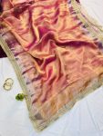 RICH LOOK TISSUE SILK TWO TONE SHADED WITH FANCY LACE BORDER WORK SAREE WITH UNSTITCHED BLOUSE PARTY WEAR WHOLESALE PRICE ETHNIC GARMENT (6)