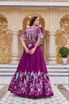 RICH LOOK VICHITRA EMBROIDERY THREAD WORK LEHENGA CHOLI WITH KOTI WEDDING WEAR WHOLESALE PRICE ETHNIC GARMENT (5)