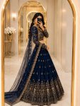 RICH LOOK VICHITRA SILK SEQUENCE AND THREAD EMBROIDERY WORK LEHENGA CHOLI WITH DUPATTA WEDDING WEAR WHOLESALE PRICE ETHNIC GARMENT (4)
