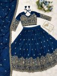 RICH LOOK VICHITRA SILK SEQUENCE AND THREAD EMBROIDERY WORK LEHENGA CHOLI WITH DUPATTA WEDDING WEAR WHOLESALE PRICE ETHNIC GARMENT (4)