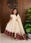TRADITIONAL COTTON SILK ZARI WEAVING BUTTI WORK KID’S GOWN WITH DUPATTA FESTIVE WEAR WHOLESALE PRICE ETHNIC GARMENT (3)