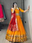 TRADITIONAL PAITHANI SILK ZARI WEAVING WORK WITH CONTRAST BORDER AND FLORALS WORK LEHENGA CHOLI WITH DUPATTA WEDDING WEAR WHOLESALE PRICE ETHNIC GARMENT (2)
