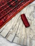 TRADITIONAL SILK DIGITAL PRINTED BLOUSE AND SAREE WITH PLAIN STITCHED LEHENGA FESTIVE WEAR WHOLESALE PRICE ETHNIC GARMENT (2)