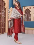 TRADITIONAL SILK JACQUARD WOVEN WORK TOP BOTTOM WITH DUPATTA FESTIVE WEAR WHOLESALE PRICE ETHNIC GARMENT (2)