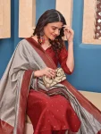 TRADITIONAL SILK JACQUARD WOVEN WORK TOP BOTTOM WITH DUPATTA FESTIVE WEAR WHOLESALE PRICE ETHNIC GARMENT (2)