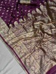 TRENDING BANARASI JARI SILK GOLDEN ZARI BUTTI WEAVES WORK SAREE WITH UNSTITCHED BLOUSE FESTIVE WEAR WHOLESALE PRICE ETHNIC GARMENT (4)
