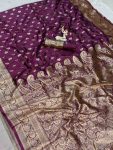 TRENDING BANARASI JARI SILK GOLDEN ZARI BUTTI WEAVES WORK SAREE WITH UNSTITCHED BLOUSE FESTIVE WEAR WHOLESALE PRICE ETHNIC GARMENT (4)