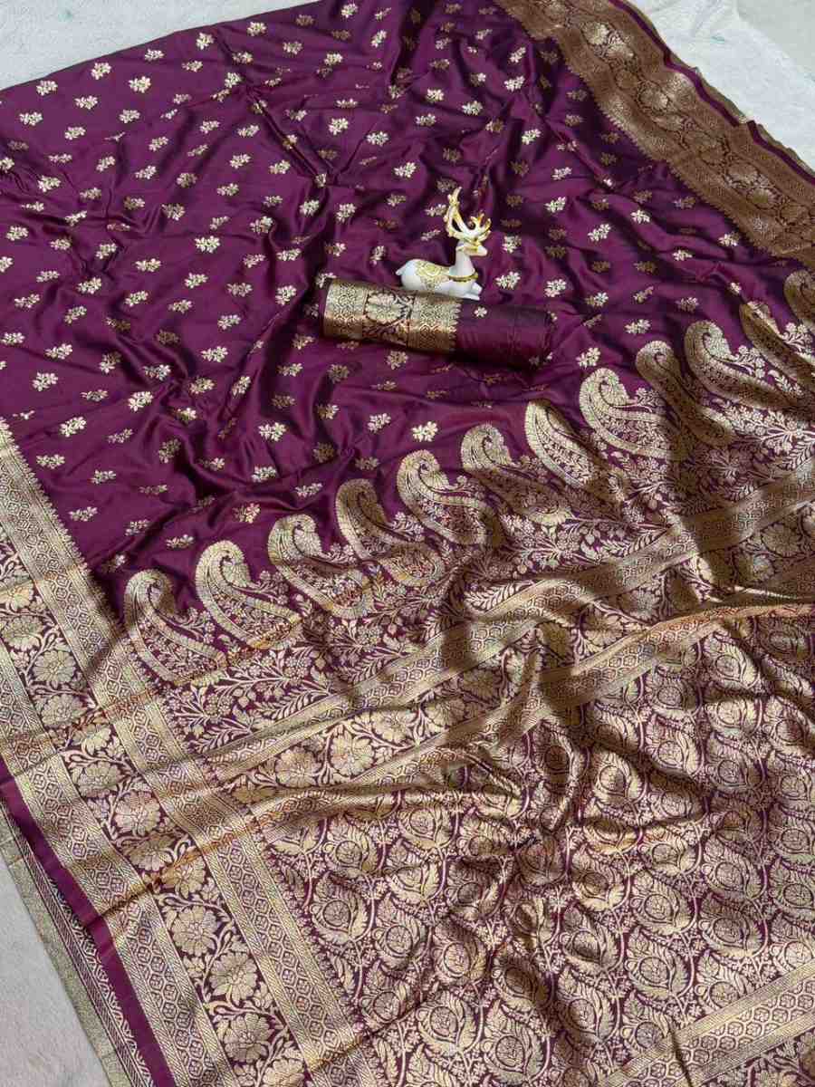 TRENDING BANARASI JARI SILK GOLDEN ZARI BUTTI WEAVES WORK SAREE WITH UNSTITCHED BLOUSE FESTIVE WEAR WHOLESALE PRICE ETHNIC GARMENT (7)