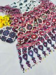 TRENDING CHINON AJRAK DIGITAL PRINT WITH REAL MIRROR WORK WITH KODI LACE BORDER SAREE WITH UNSTITCHED BLOUSE FESTIVE WEAR WHOLESALE PRICE ETHNIC GARMENT (1)