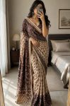TRENDING CHINON AJRAK DIGITAL PRINT WITH REAL MIRROR WORK WITH KODI LACE BORDER SAREE WITH UNSTITCHED BLOUSE FESTIVE WEAR WHOLESALE PRICE ETHNIC GARMENT (1)