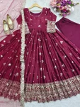 TRENDING CHINON SILK EMBROIDERY 5 MM SEQUENCE WORK GOWN BOTTOM WITH DUPATTA FESTIVE WEAR WHOLESALE PRICE ETHNIC GARMENT (3)