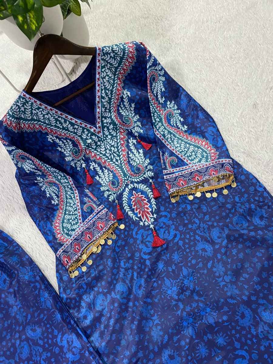 TRENDING CREPE SILK PRINTED WITH TUSSLES WORK CO-ORD SET FESTIVE WEAR WHOLESALE PRICE ETHNIC GARMENT (4)