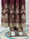 TRENDING CRUNCHY SILK EMBROIDERY SEQUENCE ZARI WORK GOWN BOTTOM WITH DUPATTA FESTIVE WEAR WHOLESALE PRICE ETHNIC GARMENT (2)
