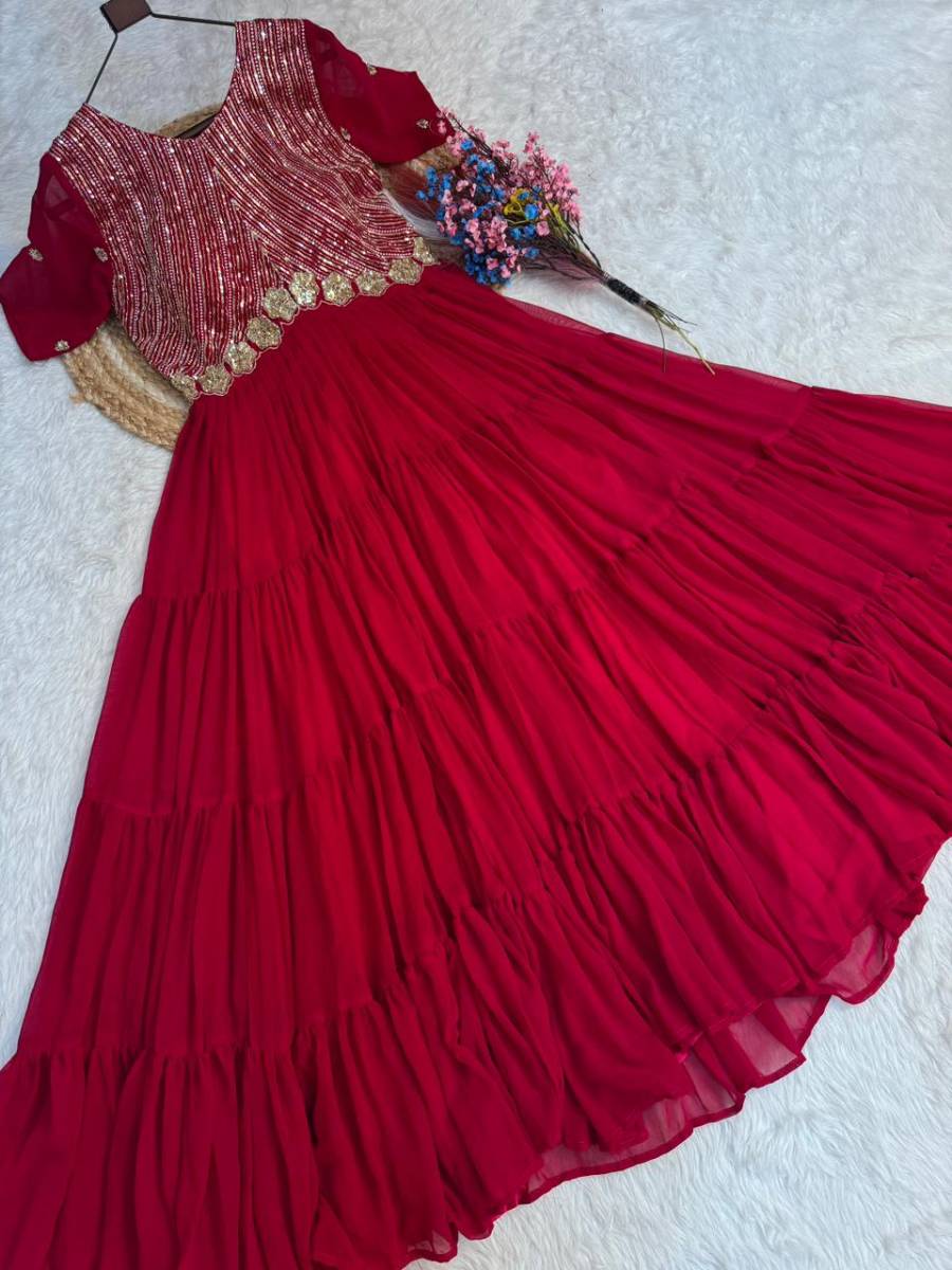 TRENDING FAUX BLOOMING EMBROIDERY ZARI SEQUENCE WORK GOWN FESTIVE WEAR WHOLESALE PRICE ETHNIC GARMENT (3)