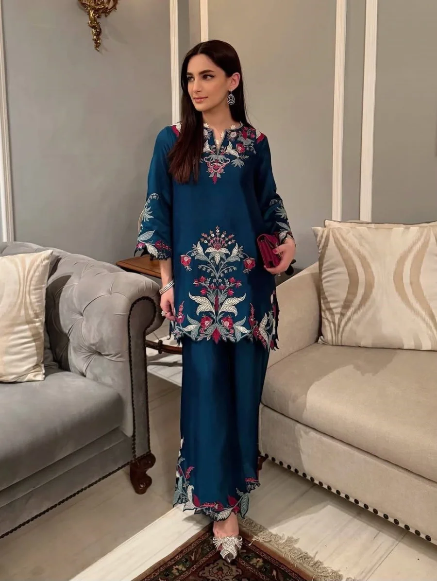 TRENDING FRENCH CREPE EMBROIDERY AND CUT WORK CO-ORD SET CASUAL WEAR WHOLESALE PRICE ETHNIC GARMENT (2)