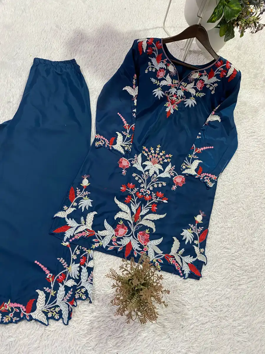 TRENDING FRENCH CREPE EMBROIDERY AND CUT WORK CO-ORD SET CASUAL WEAR WHOLESALE PRICE ETHNIC GARMENT (5)
