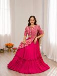 TRENDING FRENCH CREPE SILK EMBROIDERY SEQUENCE WORK LEHENGA SAREE WITH STITCHED BLOUSE PARTY WEAR WHOLESALE PRICE ETHNIC GARMENT (4)