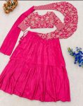 TRENDING FRENCH CREPE SILK EMBROIDERY SEQUENCE WORK LEHENGA SAREE WITH STITCHED BLOUSE PARTY WEAR WHOLESALE PRICE ETHNIC GARMENT (4)
