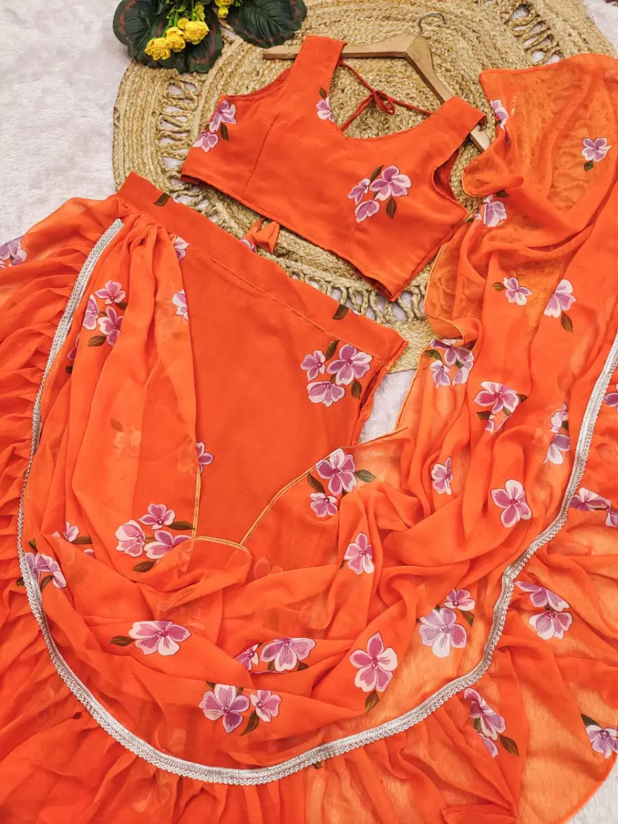 TRENDING GEORGETTE DIGITAL PRINT WORK LEHENGA SAREE WITH STITCHED BLOUSE AND ATTACHED DUPATTA FESTIVE WEAR WHOLESALE PRICE ETHNIC GARMENT (1)