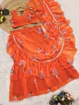 TRENDING GEORGETTE DIGITAL PRINT WORK LEHENGA SAREE WITH STITCHED BLOUSE AND ATTACHED DUPATTA FESTIVE WEAR WHOLESALE PRICE ETHNIC GARMENT (4)