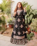 TRENDING GEORGETTE EMBROIDERED SEQUENCE WORK TOP SHARARA WITH DUPATTA BLACK