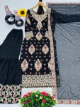 TRENDING GEORGETTE EMBROIDERED SEQUENCE WORK TOP SHARARA WITH DUPATTA FESTIVE WEAR WHOLESALE PRICE ETHNIC GARMENT (3)