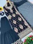 TRENDING GEORGETTE EMBROIDERED SEQUENCE WORK TOP SHARARA WITH DUPATTA FESTIVE WEAR WHOLESALE PRICE ETHNIC GARMENT (3)