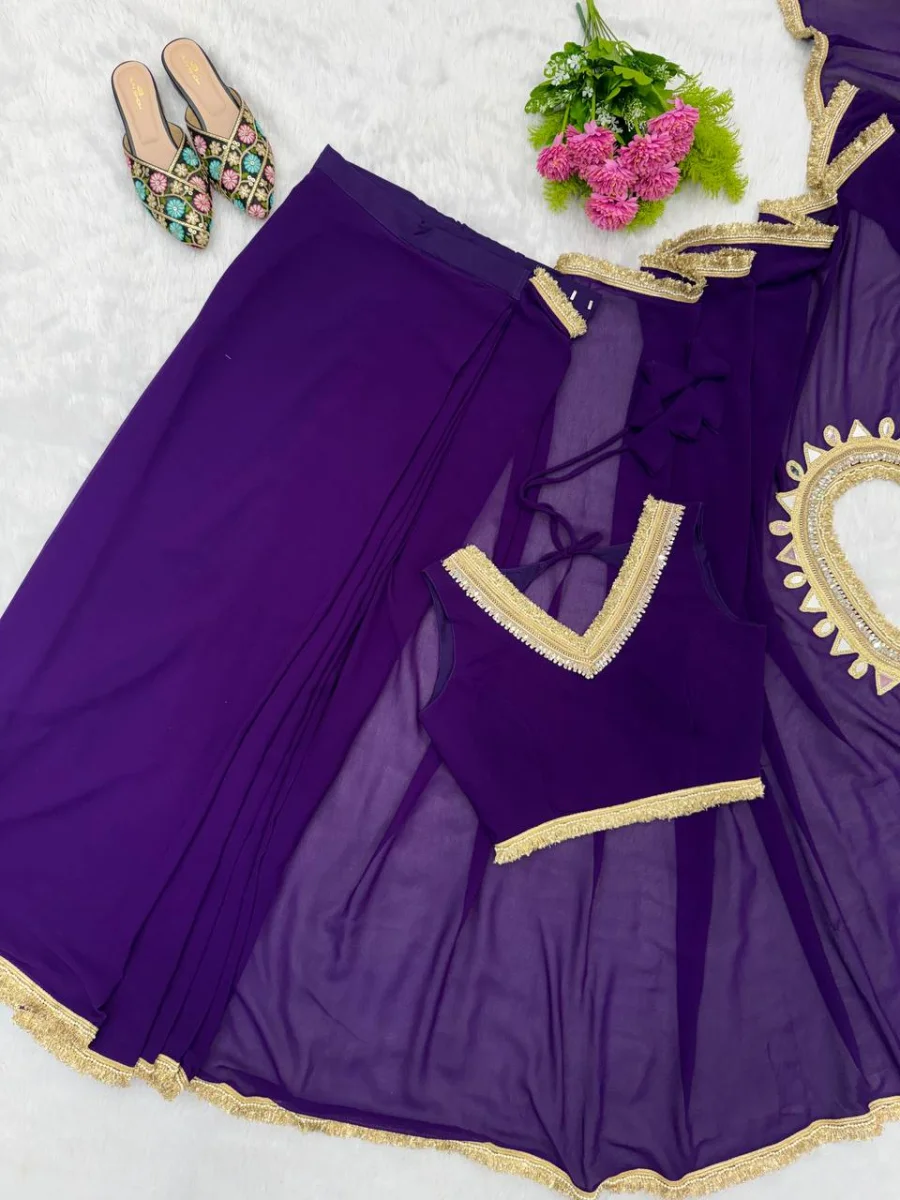 TRENDING GEORGETTE LACE ON BORDER & MIRROR LACE ON PALLU HANGING WORK DUAL STYLE READY TO WEAR SAREE WITH STITCHED BLOUSE PARTY WEAR WHOLESALE PRICE ETHNIC GARMENT (12)
