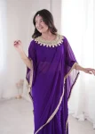 TRENDING GEORGETTE LACE ON BORDER & MIRROR LACE ON PALLU HANGING WORK DUAL STYLE READY TO WEAR SAREE WITH STITCHED BLOUSE PARTY WEAR WHOLESALE PRICE ETHNIC GARMENT (5)