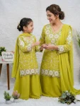 TRENDING GEORGETTE SEQUENCE EMBROIDERY WORK MOTHER DAUGHTER SET FESTIVE WEAR WHOLESALE PRICE ETHNIC GARMENT (5)