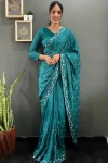 TRENDING GEORGETTE SILK EMBROIDERY MULTI SEQUENCE &CUT WORK READY TO WEAR SAREE WITH UNSTITCHED BLOUSE FESTIVE WEAR WHOLESALE PRICE ETHNIC GARMENT (3)