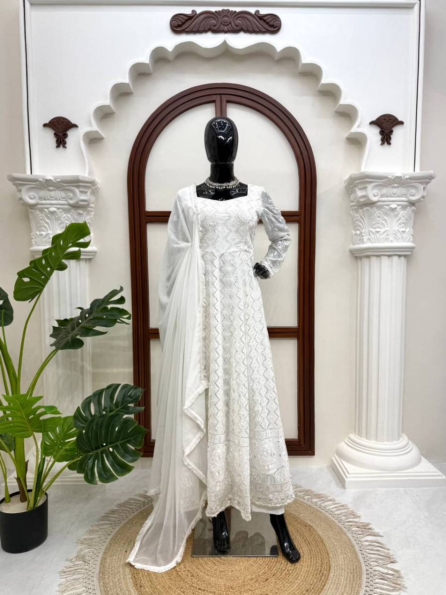 TRENDING GEORGETTE THREAD WITH SEQUENCE WORK GOWN BOTTOM WITH DUPATTA FESTIVE WEAR WHOLESALE PRICE ETHNIC GARMENT (5)