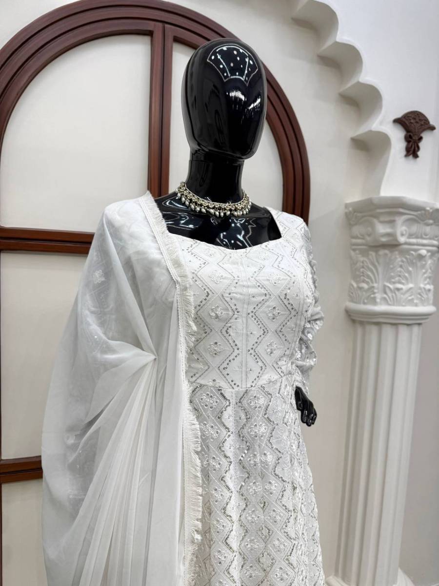 TRENDING GEORGETTE THREAD WITH SEQUENCE WORK GOWN BOTTOM WITH DUPATTA FESTIVE WEAR WHOLESALE PRICE ETHNIC GARMENT (7)