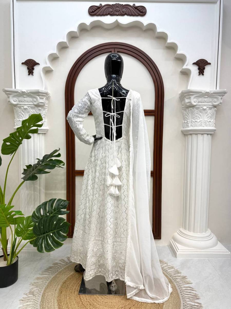 TRENDING GEORGETTE THREAD WITH SEQUENCE WORK GOWN BOTTOM WITH DUPATTA FESTIVE WEAR WHOLESALE PRICE ETHNIC GARMENT (8)