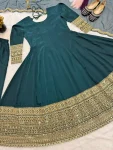 TRENDING NATURAL CREPE SEQUENCE AND CODING EMBROIDERY WORK GOWN BOTTOM WITH DUPATTA FESTIVE WEAR WHOLESALE PRICE ETHNIC GARMENT (2)