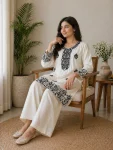 TRENDING RAYON COTTON EMBROIDERY WORK TOP PALAZZO SET OFFICE WEAR WHOLESALE PRICE ETHNIC GARMENT (2)