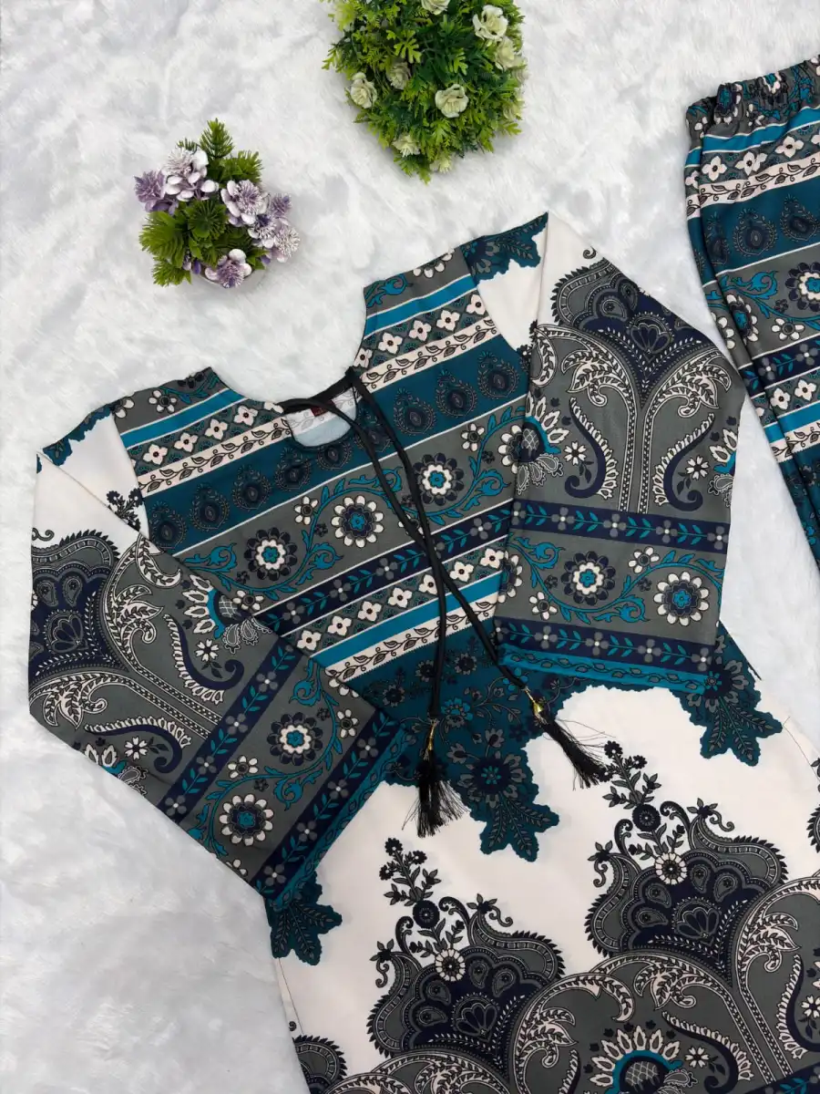 TRENDING RAYON DIGITAL PRINT WORK CO-ORD SET BLACK DAILY WEAR WHOLESALE PRICE ETHNIC GARMENT (1)