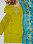 TRENDING SLUB COTTON EMBROIDERY WORK TOP BOTTOM WITH DUPATTA FESTIVE WEAR WHOLESALE PRICE ETHNIC GARMENT (11)