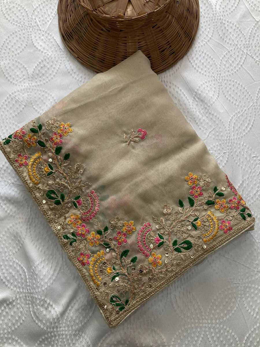 TRENDING SOFT SILK EMBROIDERY WITH CUTWORK BORDER SAREE WITH UNSTITCHED BLOUSE WEDDING WEAR WHOLESALE PRICE ETHNIC GARMENT (11)