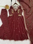 TRENDING VICHITRA BEADS SEQUENCE EMBROIDERY WORK GOWN BOTTOM WITH DUPATTA FESTIVE WEAR WHOLESALE PRICE ETHNIC GARMENT (2)
