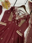 TRENDING VICHITRA BEADS SEQUENCE EMBROIDERY WORK GOWN BOTTOM WITH DUPATTA FESTIVE WEAR WHOLESALE PRICE ETHNIC GARMENT (2)