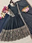 10DESIGNER CHINON SILK EMBROIDERY 5 MM SEQUENCE WITH REAL MIRROR WORK GOWN BOTTOM WITH DUPATTA FESTIVE WEAR WHOLESALE PRICE ETHNIC GARMENT (13)